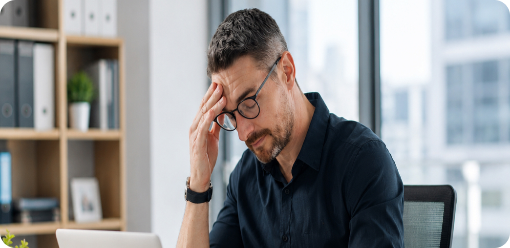 Frustrated business owner at his desk