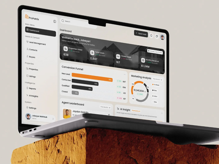 SaaS product dashboard on a laptop